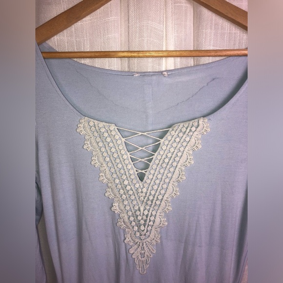 VENUS Gradient Blue Lace-Up Ombre Long Sleeve Dress NWOT M - Picture 7 of 16